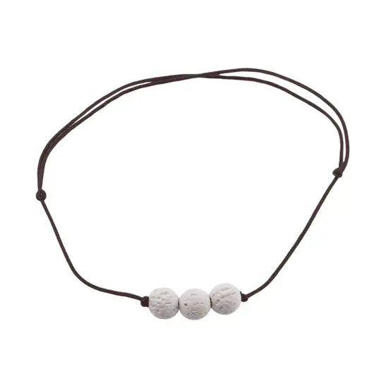 Bratara cu snur Roca Vulcanica alba sfere, 6mm, imagine 2