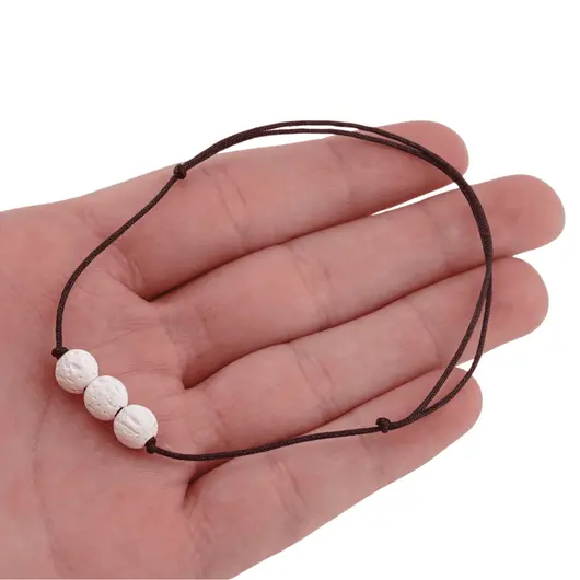 Bratara cu snur Roca Vulcanica alba sfere, 6mm, imagine 4