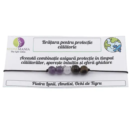 Bratara 5 cristale pentru protectie in calatorie, 6mm