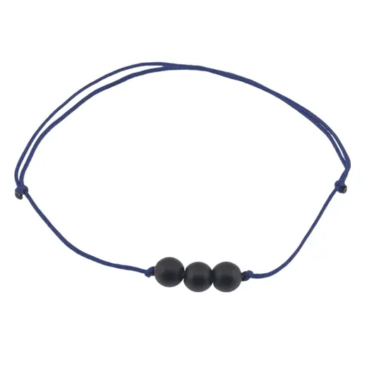 Bratara cu snur Onix negru mat sfere, 6mm, imagine 2