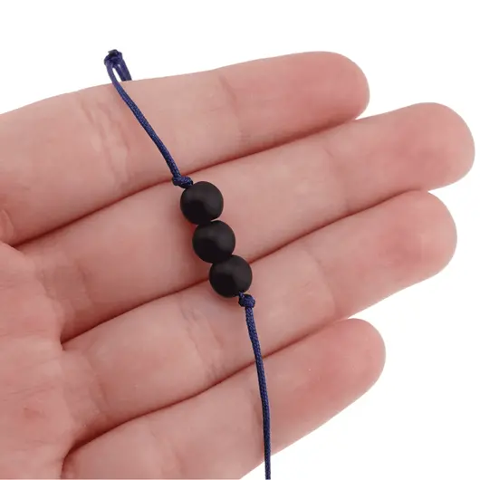 Bratara cu snur Onix negru mat sfere, 6mm, imagine 3