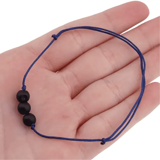 Bratara cu snur Onix negru mat sfere, 6mm, imagine 4