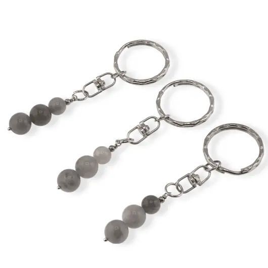 Breloc Cuart gri trei sfere, 8-10mm, imagine 2
