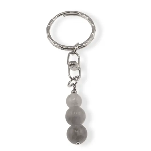 Breloc Cuart gri trei sfere, 8-10mm