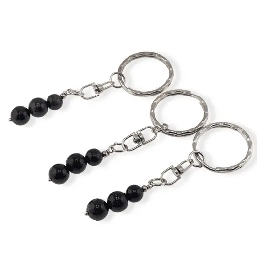 Breloc Goldstone albastru trei sfere, 8-10mm, imagine 2