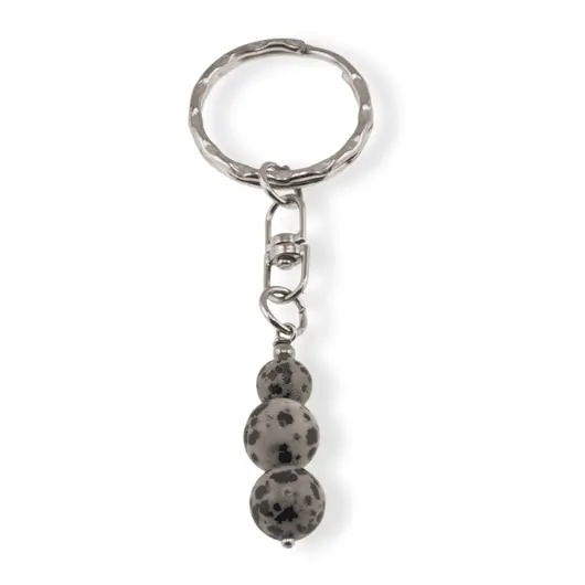 Breloc Jasp dalmatian trei sfere, 8-10mm