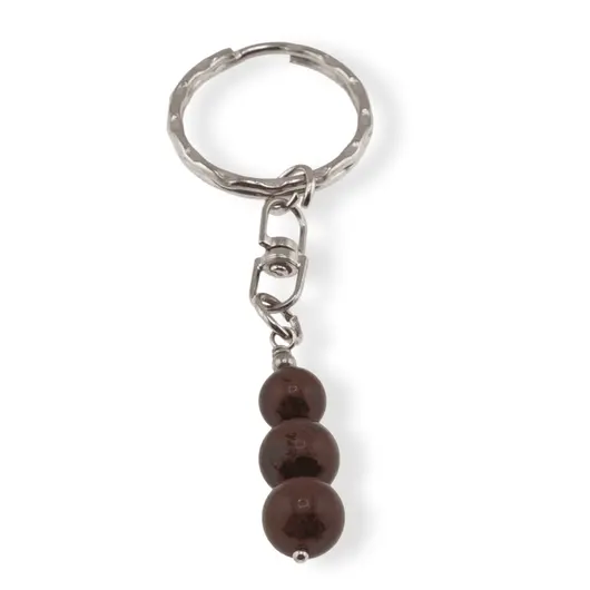 Breloc Obsidian mahon trei sfere, 8-10mm