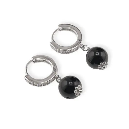 Cercei cu agatatoare rotunda Turmalina sfere cu Argint 925, 8mm