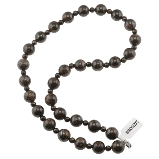 Colier Bronzit sfere, 4-10mm
