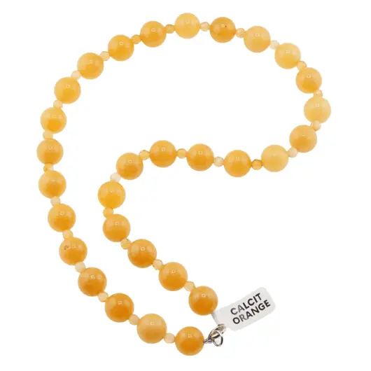 Colier Calcit orange sfere, 4-10mm
