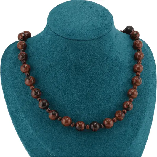 Colier Obsidian mahon sfere, 4-10mm, imagine 2