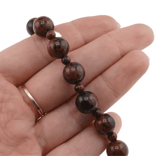 Colier Obsidian mahon sfere, 4-10mm, imagine 3