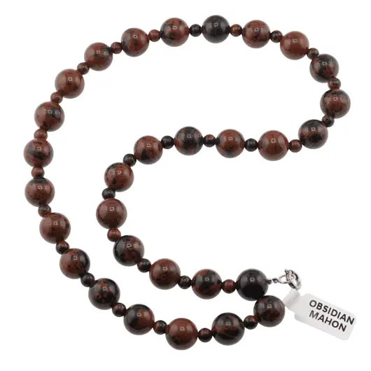 Colier Obsidian mahon sfere, 4-10mm