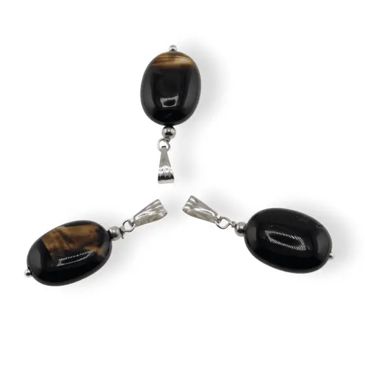 Pandantiv Agat negru oval, 28mm