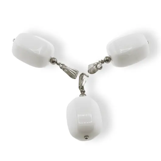 Pandantiv Onix alb, 17mm