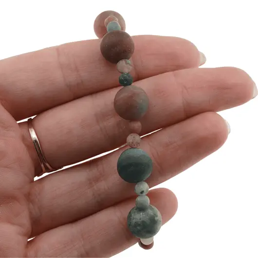 Bratara Agat Indian mat sfere, 4-10mm, imagine 3