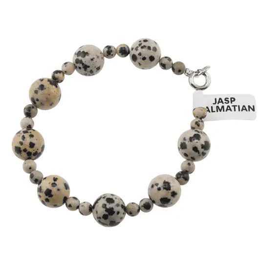 Bratara Jasp dalmatian sfere, 4-10mm