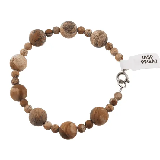 Bratara Jasp Peisaj mat sfere, 4-10mm