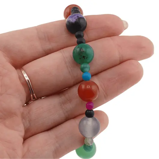 Bratara Mix Agat mat sfere, 4-10mm, imagine 3