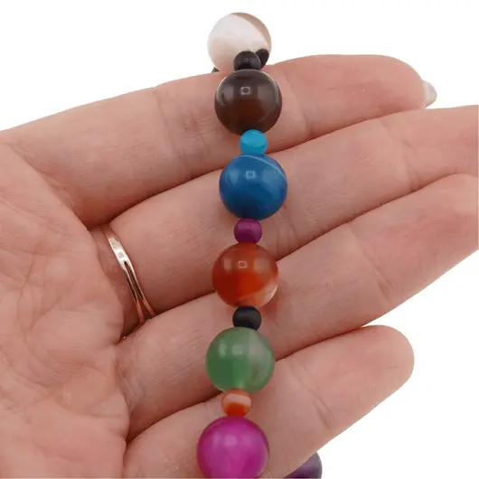 Colier Mix Agat mat sfere, 4-10mm, imagine 3