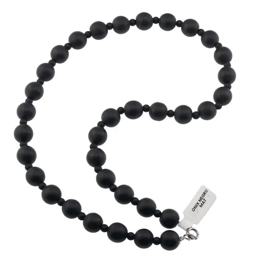 Colier Onix negru mat sfere, 4-10mm