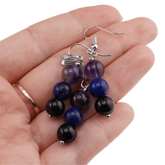 Set cercei cu agatatoare si pandantiv Capricorn cristale 8mm, imagine 3