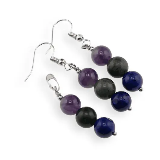 Set cercei cu agatatoare si pandantiv Fecioara cristale 8mm
