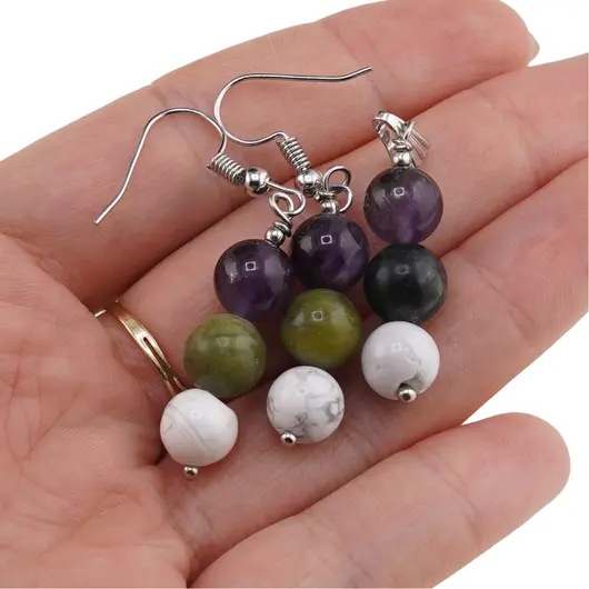 Set cercei cu agatatoare si pandantiv Pesti cristale 8mm, imagine 3