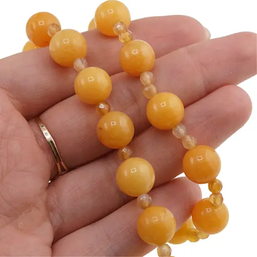 Set colier si bratara Calcit orange sfere, 4-10mm, imagine 3