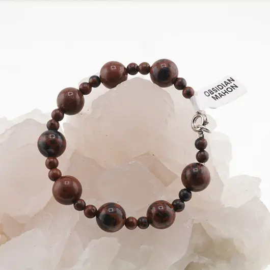 Bratara Obsidian Mahon sfere, 4-10mm, imagine 2