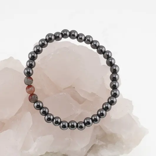 Bratara pe elastic Hematit si Heliotrop, 6mm, imagine 2