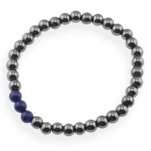 Bratara pe elastic Hematit si Lapis Lazuli, 6mm