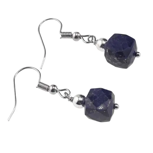 Cercei cu agatatoare Lapis Lazuli cub fatetat, 6-8mm