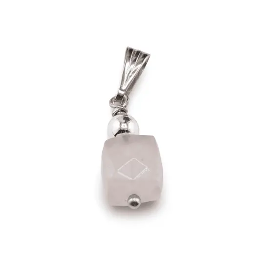 Pandantiv Cuart roz cub fatetat, 6-8mm, imagine 2