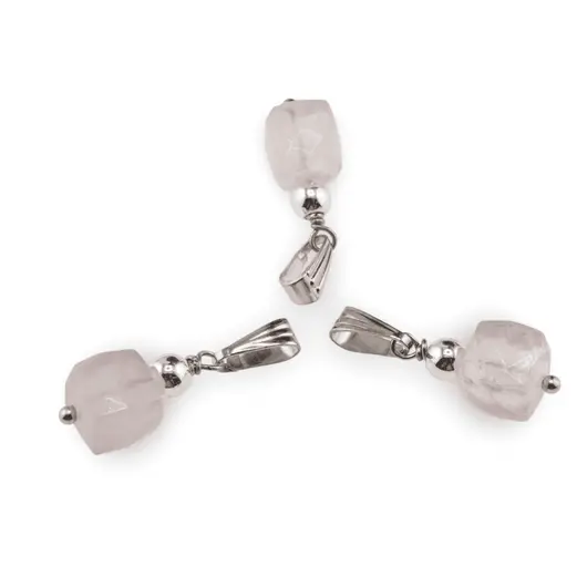 Pandantiv Cuart roz cub fatetat, 6-8mm