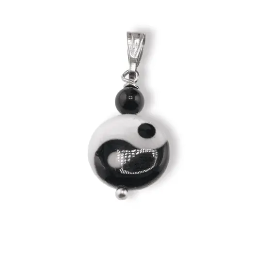 Pandantiv Sidef si Agat negru Yin Yang, 4-12mm, imagine 2