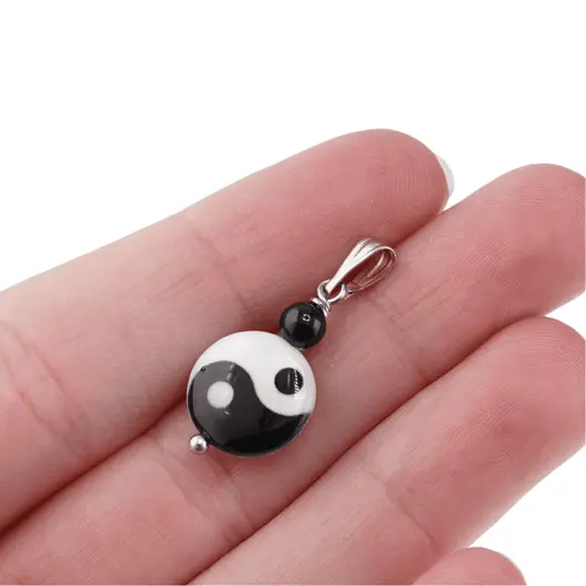 Pandantiv Sidef si Agat negru Yin Yang, 4-12mm, imagine 3