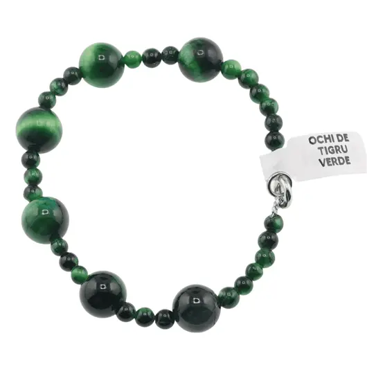 Bratara Ochi de tigru verde sfere, 4-10mm