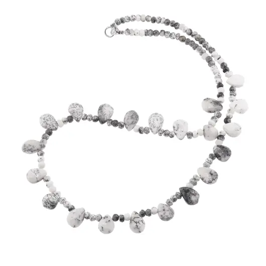 Colier Agat dendritic briolete 9-12mm si discuri fatetate 3-4mm, imagine 2