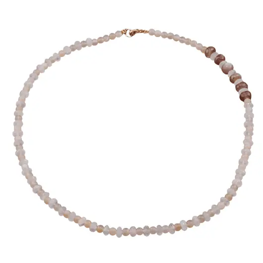 Colier Piatra lunii discuri fatetate 6-8mm si sfere 4mm, imagine 3