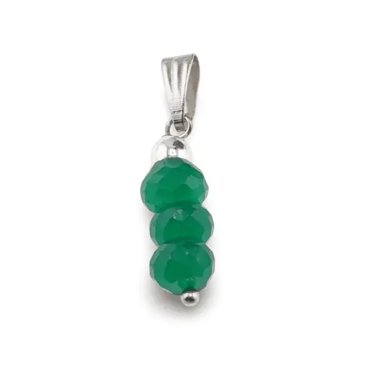 Pandantiv Agat verde discuri fatetate, 6-7mm, imagine 2