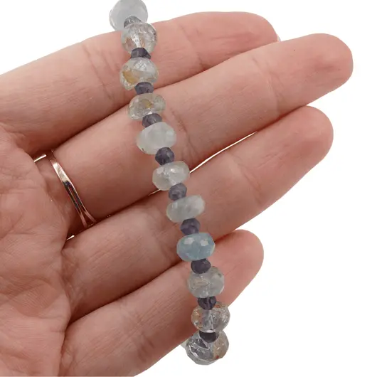 Bratara Acvamarin discuri fatetate 7-8mm si Tanzanit discuri fatetate 4mm, imagine 3