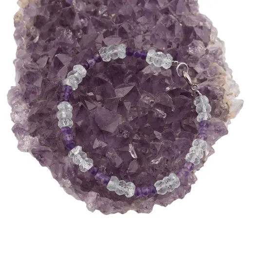 Bratara Topaz discuri fatetate 5-6mm si Ametist discuri fatetate 4mm, imagine 2