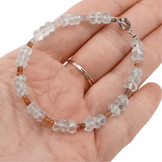 Bratara Topaz discuri fatetate 5-6mm si Turmalina multicolora discuri fatetate 3mm, imagine 3