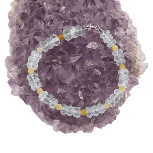 Bratara Topaz discuri fatetate 6-7mm si Opal galben discuri fatetate 4mm, imagine 2
