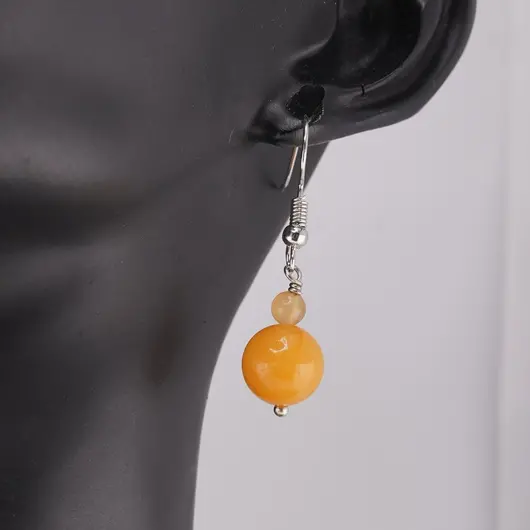 Cercei cu agatatoare Calcit orange, sfere 10mm si 4mm, imagine 2