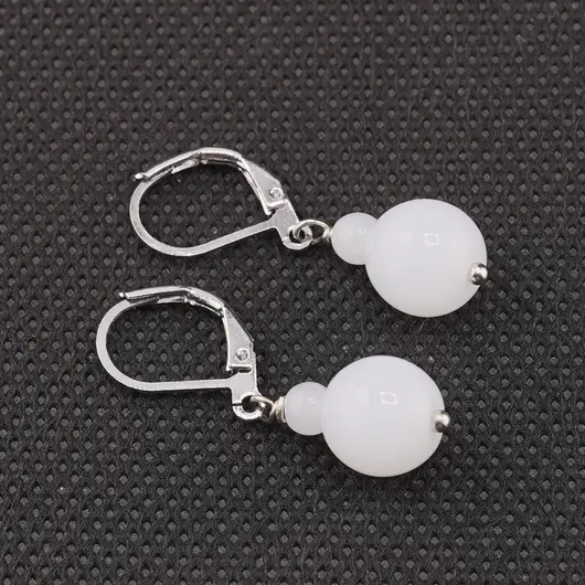 Cercei cu agatatoare Cuart, sfere 10mm si 4mm
