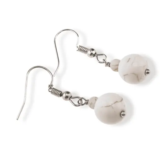 Cercei cu agatatoare Magnezit, sfere 10mm si 4mm