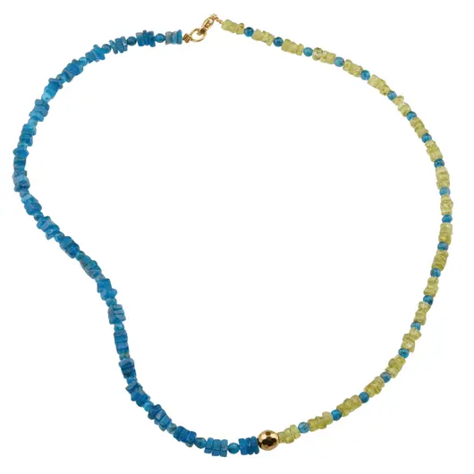 Colier Apatit patratele si Peridot discuri, 4mm, imagine 2