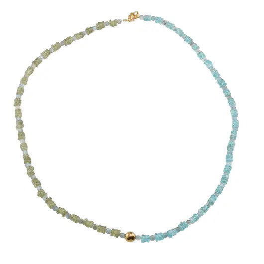 Colier Apatit si Peridot discuri 4mm si sfere 3mm, imagine 2